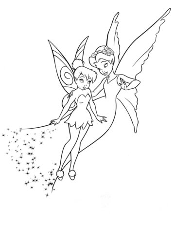 Shy Tinkerbell And Queen Clarion Coloring Page